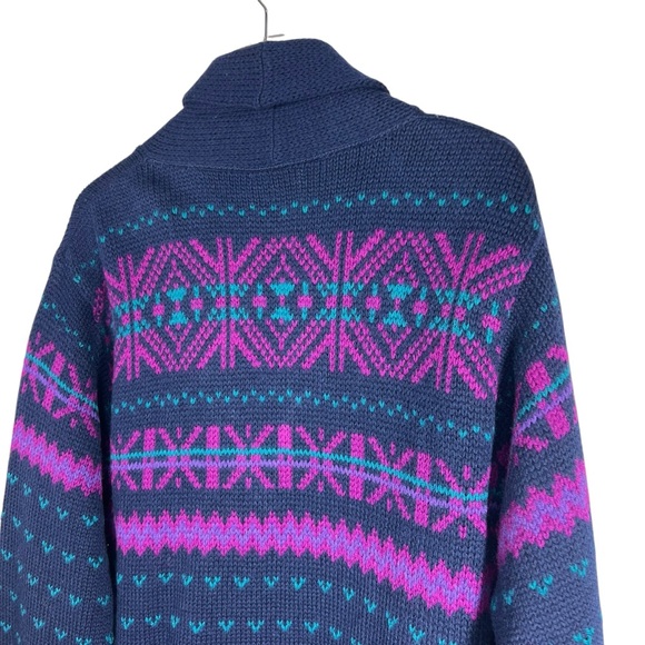 PENDLETON VINTAGE Button down V-Neck Sweater Cardigan with Fair Isle Small - Picture 8 of 8